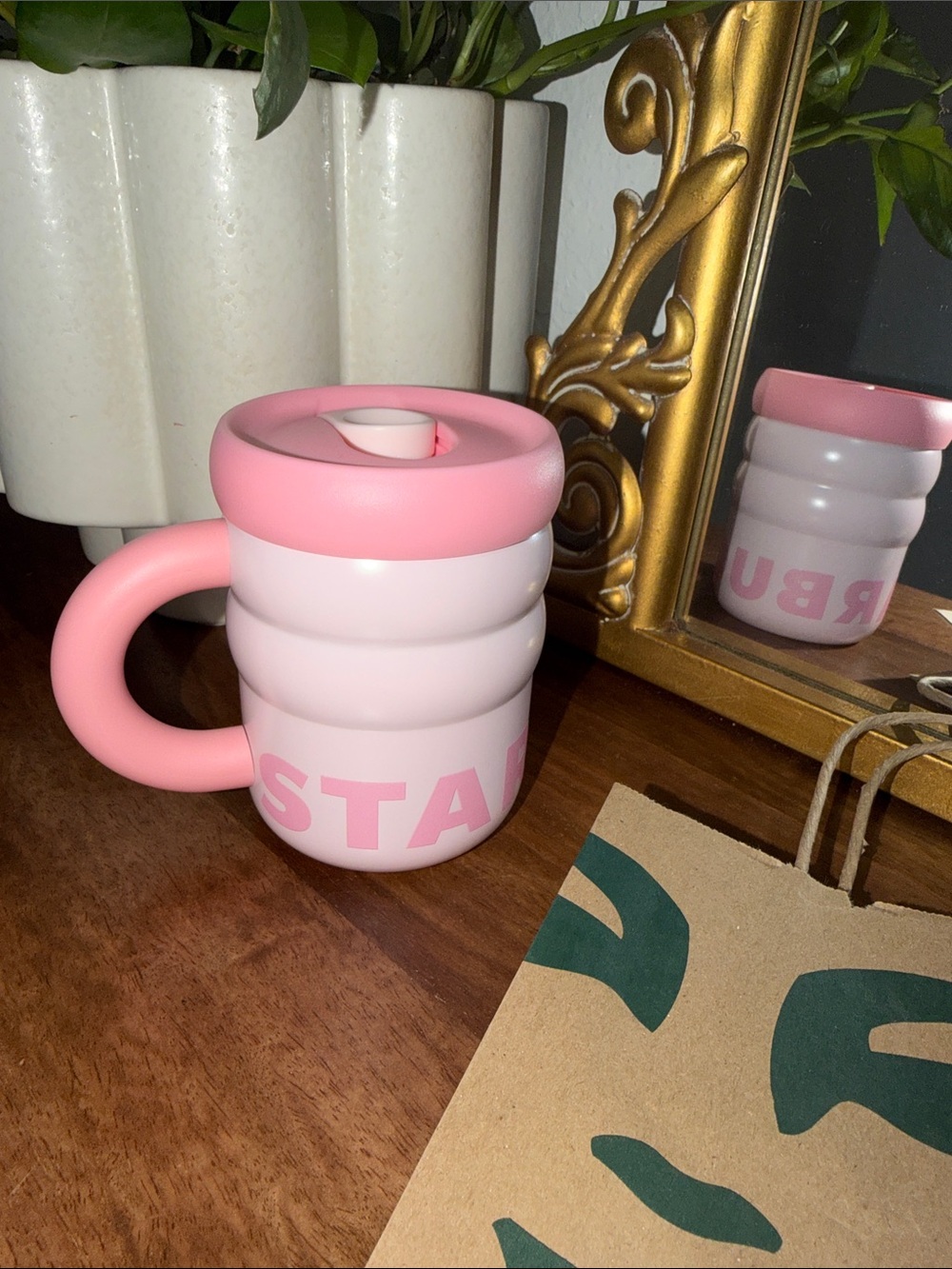 Starbucks pink travel mug